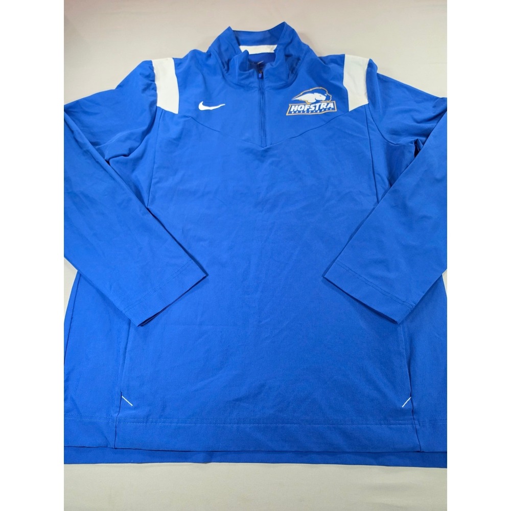 Nike Hofstra Basketball 1/4 Zip Pullover Mens Large Blue White Performance Top